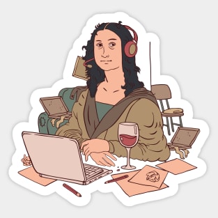 Work from Home Mona Lisa | Funny Quarantine Sticker